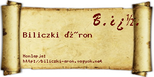 Biliczki Áron névjegykártya