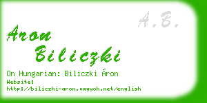 aron biliczki business card